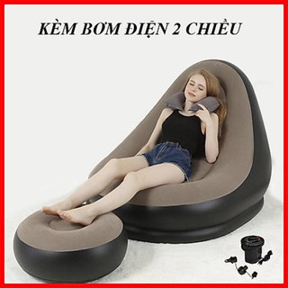Ghế hơi tựa lưng bọc nhung thư giãn, sofa hơi, ghê jijong