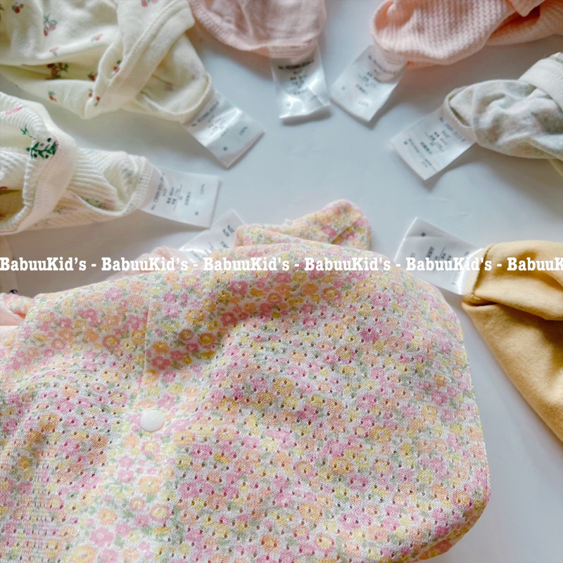 Bộ đồ liền thân cotton tay ngắn cài cúc trước Body chip Bodysuit cộc tay cho bé trai và gái hoạ tiết