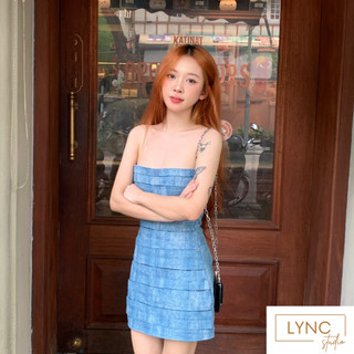 Đầm cúp ngực body LYNC studio váy cúp ngực denim xếp ly dáng ngắn mặc siêu tôn dáng sexy hàng QC cao cấp