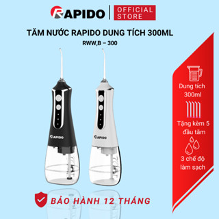Tăm nước Rapido 300ML công nghệ Đức, công suất 5W, 5 đầu tăm thay thế, bảo hành 12 tháng