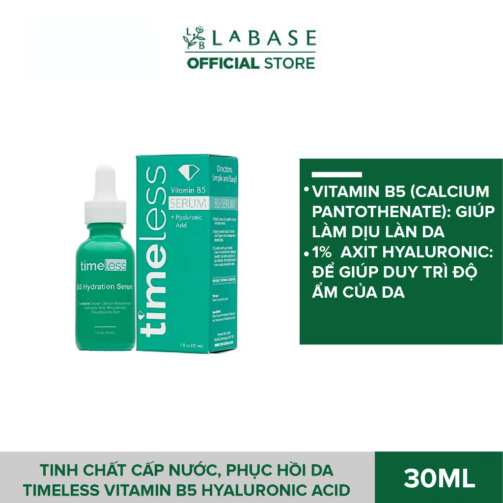 Tinh Chất Cấp Nước, Phục Hồi Da Timeless Vitamin B5 Hyaluronic Acid 30ml