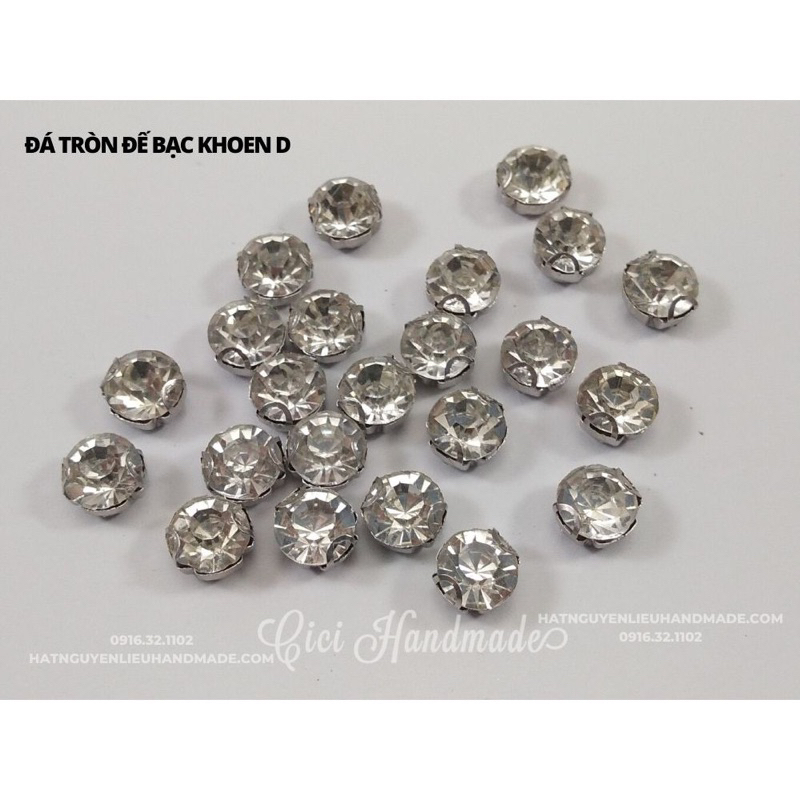 Hạt đá tròn đế bạc - đính kết thời trang , may mặc