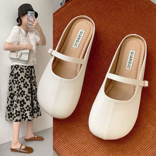 Sục nữ ulzzang mũi tròn cài quai đế thấp da mềm