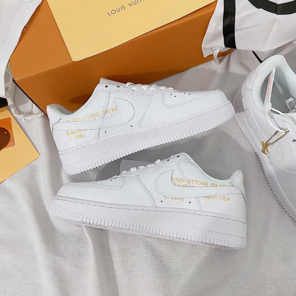 Giày AF1 LV xám Grey, air force one lv đen bản mới cực chất, giày thể thao nam nữ hàng chuẩn FullBoxBill | BigBuy360 - bigbuy360.vn