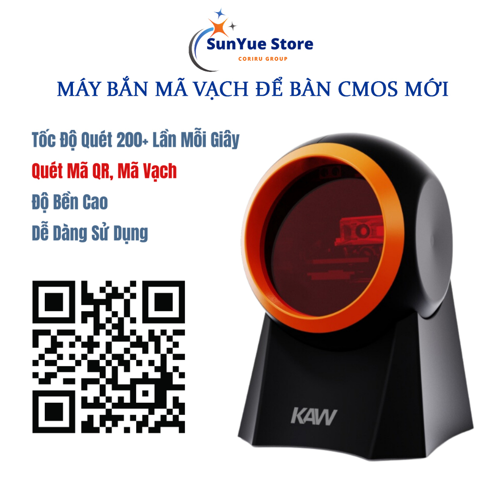 Máy Quét Mã Vạch Buletooth - Máy Bắn Mã Vạch Đa Tia KAW Công nghệ Cmos - Quét Hình Ảnh Nhanh Chống.