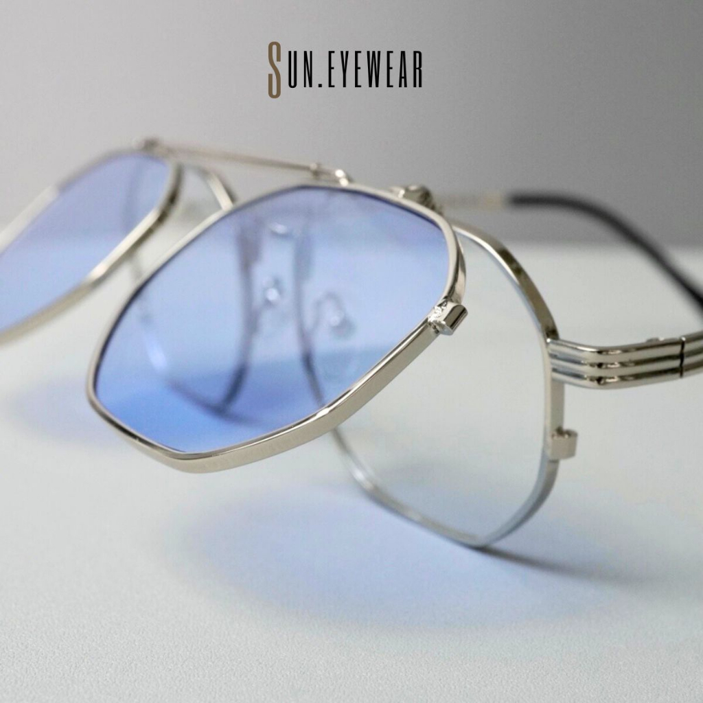 Kính mát thời trang nam nữ gọng kim loại 2 tròng lật mở - Sun Eyewear