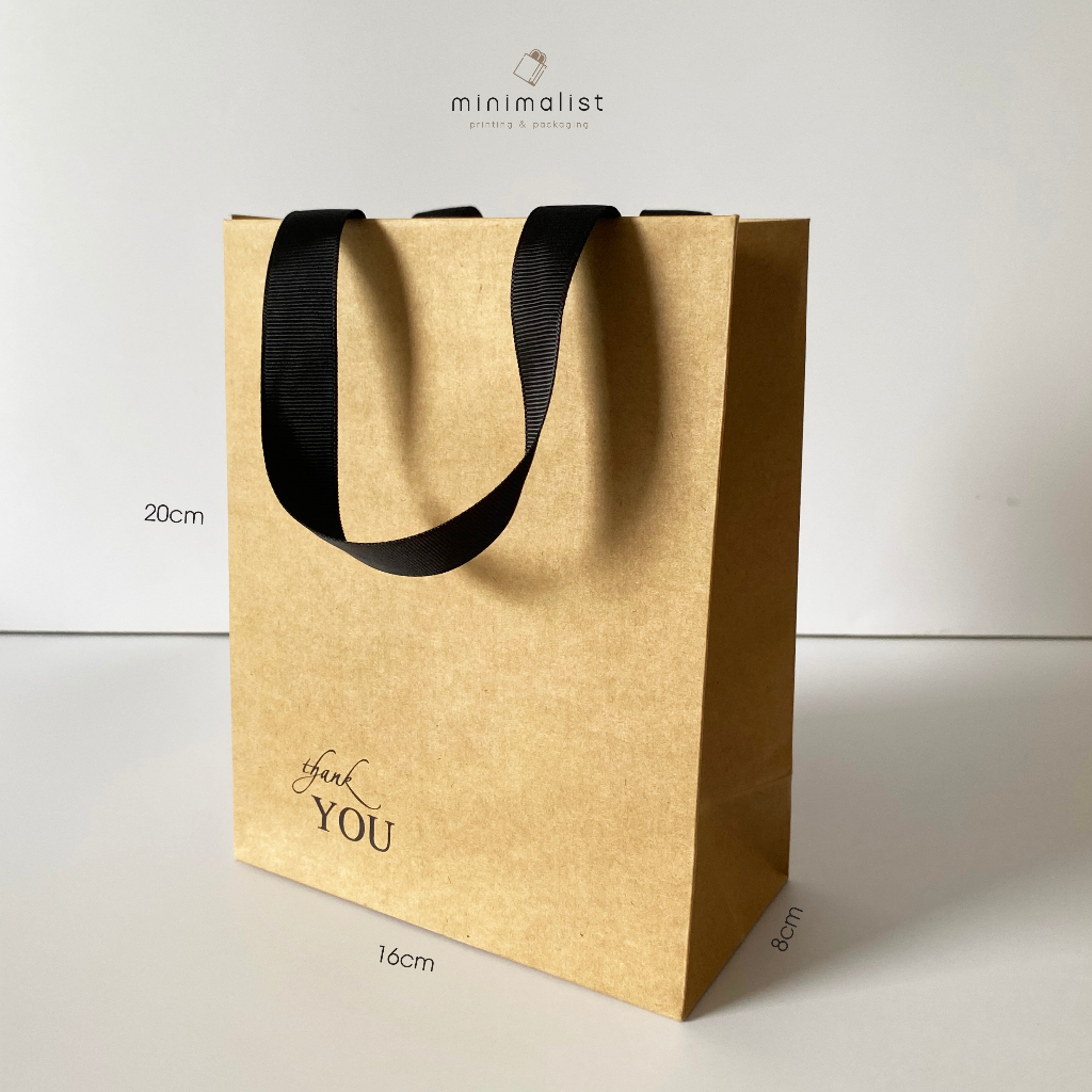 - Túi giấy kraft đựng quà, nước hoa, mỹ phẩm, quà tặng - Size vừa - Quai ruy băng dán cao cấp