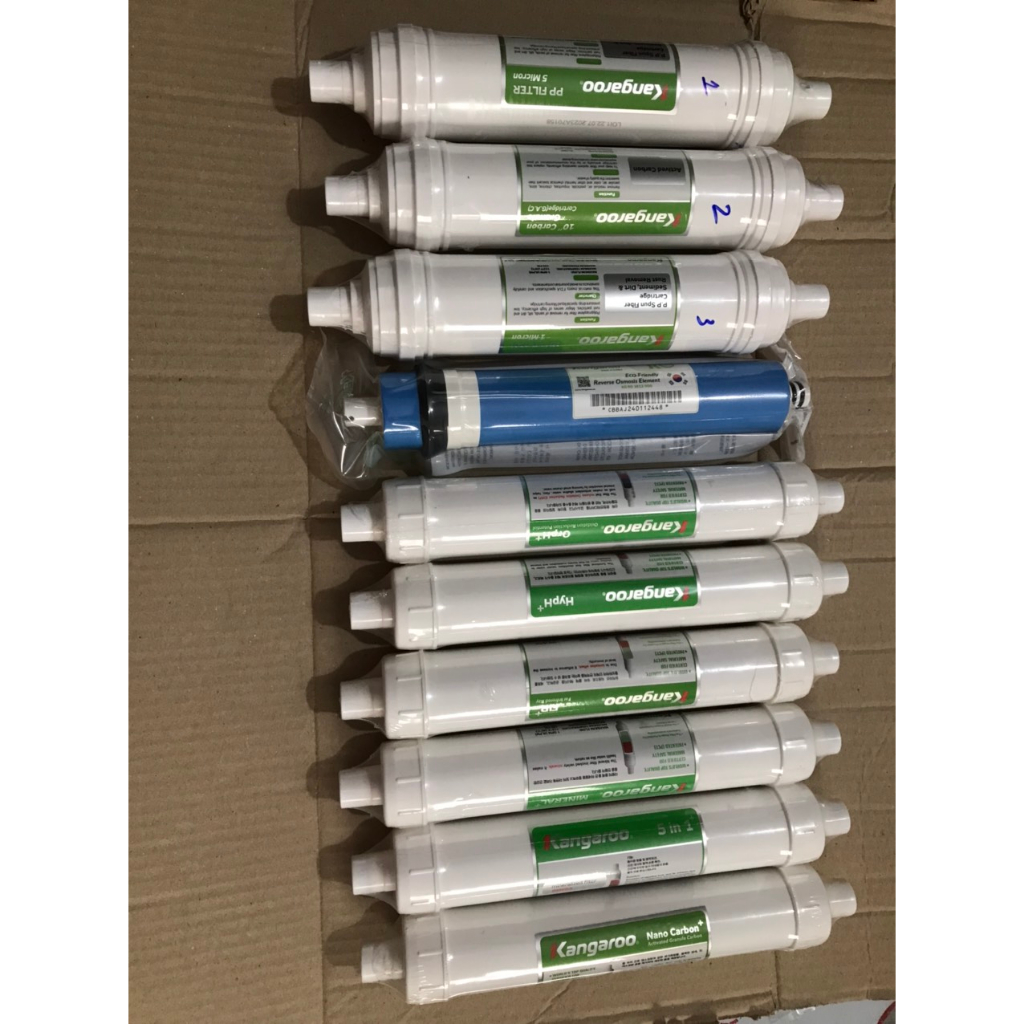 Trọn Bộ 10 Lõi Lọc Đúc Kangaroo - Chính hãng - Dùng cho máy nóng lạnh Hydrogen Model : KG100HK , KG10A4 , KG10A5