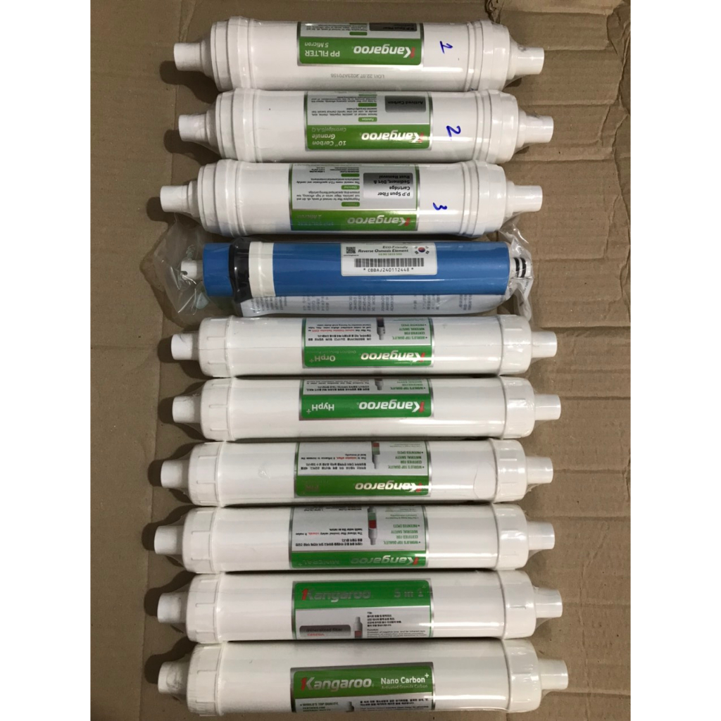 Trọn Bộ 10 Lõi Lọc Đúc Kangaroo - Chính hãng - Dùng cho máy nóng lạnh Hydrogen Model : KG100HK , KG10A4 , KG10A5