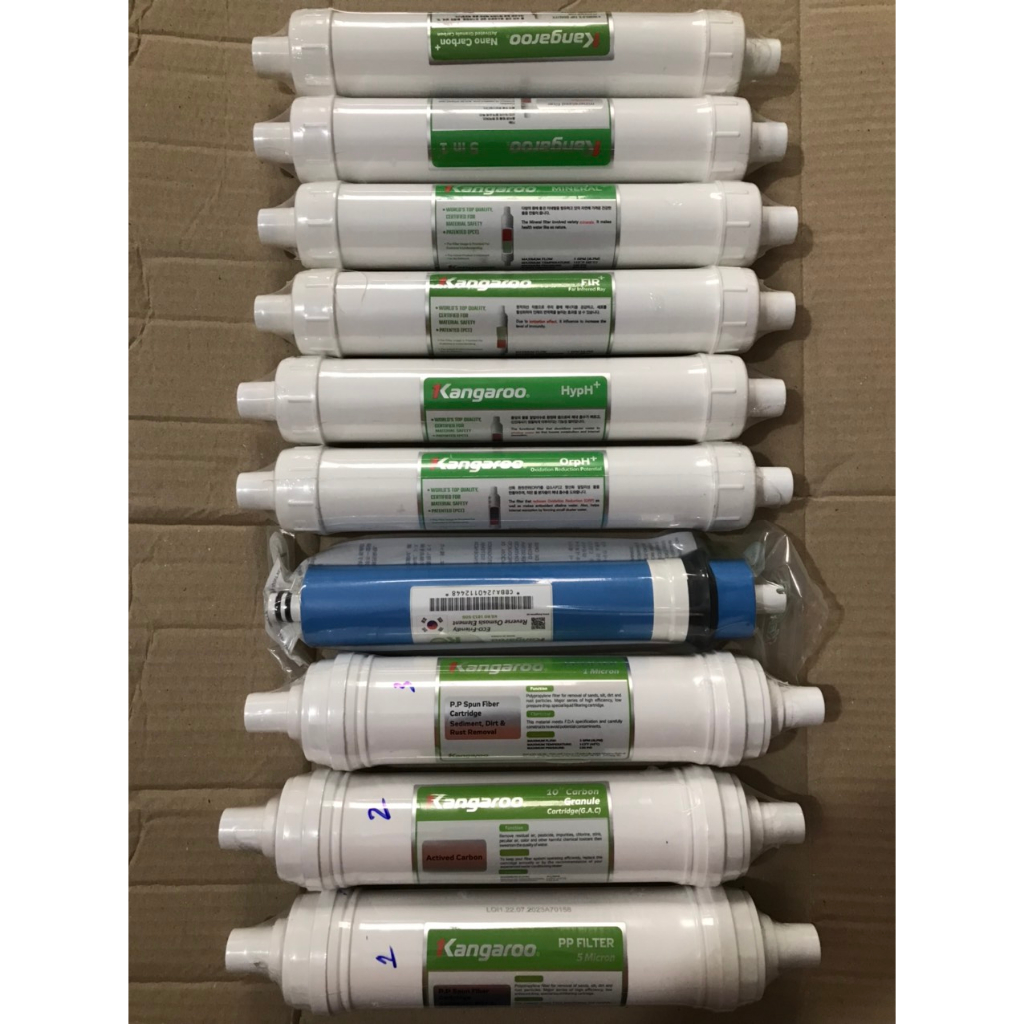 Trọn Bộ 10 Lõi Lọc Đúc Kangaroo - Chính hãng - Dùng cho máy nóng lạnh Hydrogen Model : KG100HK , KG10A4 , KG10A5