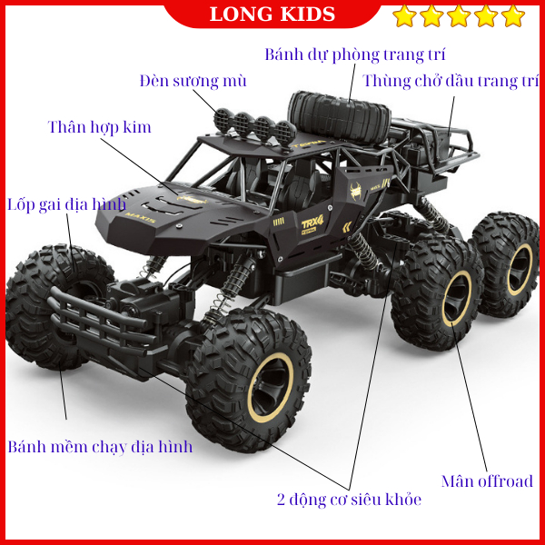 Xe Địa Hinh SIÊU TO 6 Bánh Điều Khiển Từ Xa Chinh Phục Mọi Loại Địa Hình - Đồ Chơi Trẻ Em - Longkids 323