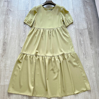 Váy bầu lụa xanh bơ dáng bbdoll