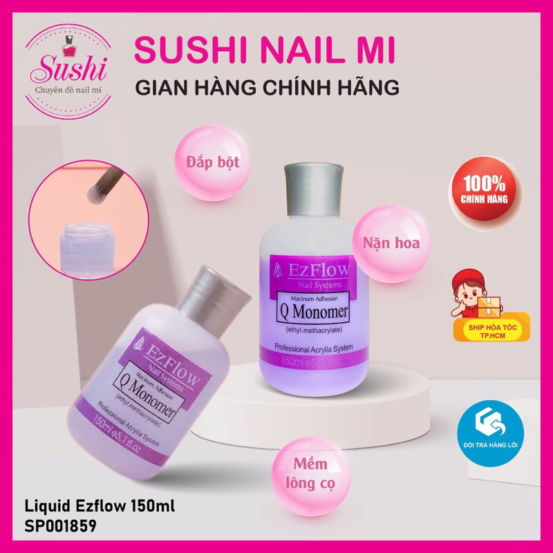 Liquid tím 150ml 1000ml Ezflow nhanh khô - lưu huỳnh đắp bột, làm hoa - Sushi nail mi