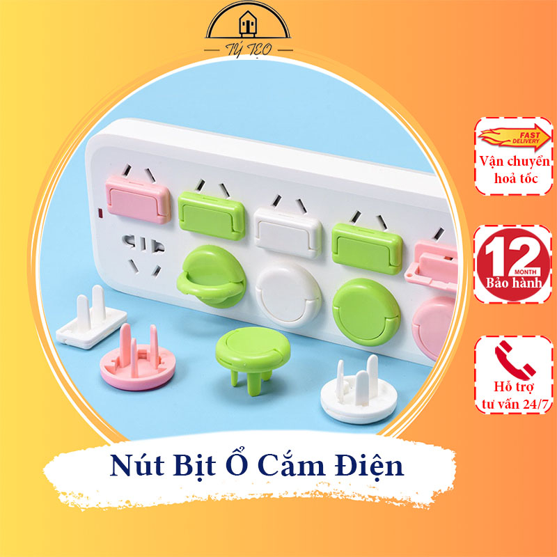 Nút Bịt Ổ Cắm Điện Chống Giật An Toàn Cho Bé - Có Quai Kéo Tiện Dụng - Loại Cho Ổ Cắm 2 Chân Và 3 Chân - Gia Dụng Tý Tẹo