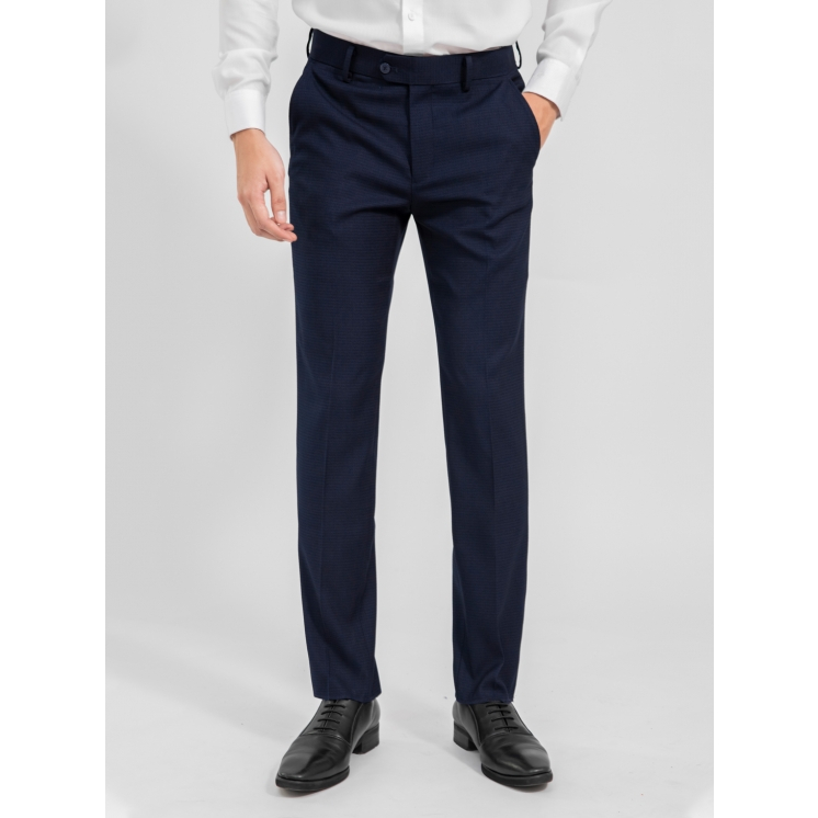 Quần âu nam Insidemen form suông nhẹ bền màu họa tiết kẻ nhỏ ITR00701-màu tím than