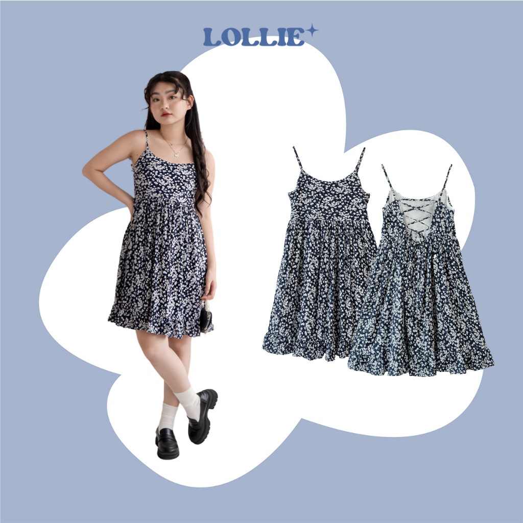 Váy 2 dây hoa nhí đan dây lưng TKV163 LOLLIE STUDIO