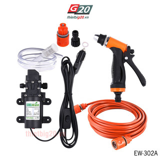 MÁY RỬA XE MINI 12V, XỊT RỬA SÂN VƯỜN, TƯỚI CÂY ECOWASH EW-302A (ĐIỆN 12V)