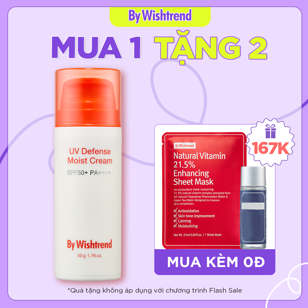 By Wishtrend Kem Chống Nắng UV Defense Moist Cream SPF50+PA++++ 50g