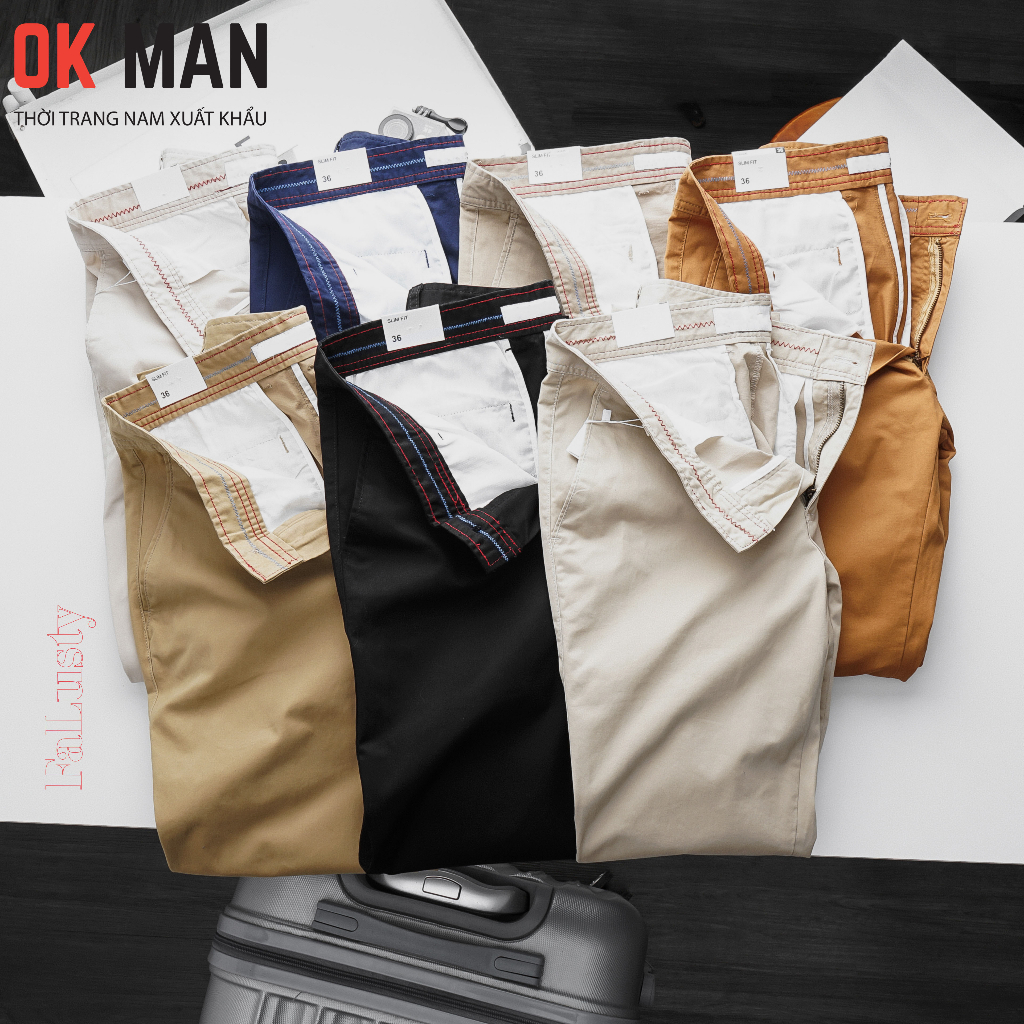 Quần kaki nam cao cấp dáng slimfit co giãn 7 màu Okman