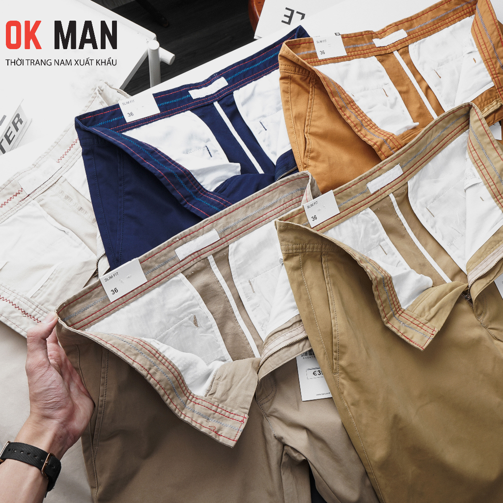 Quần kaki nam cao cấp dáng slimfit co giãn 7 màu Okman