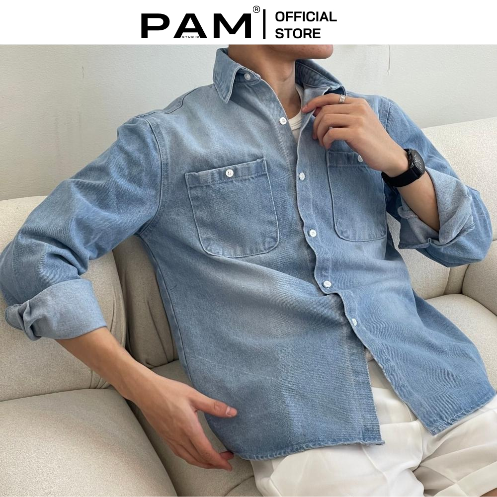Áo Sơ Mi Denim MADIBA Áo Sơ Mi Tay Dài Chất Liệu Denim 13oz L15
