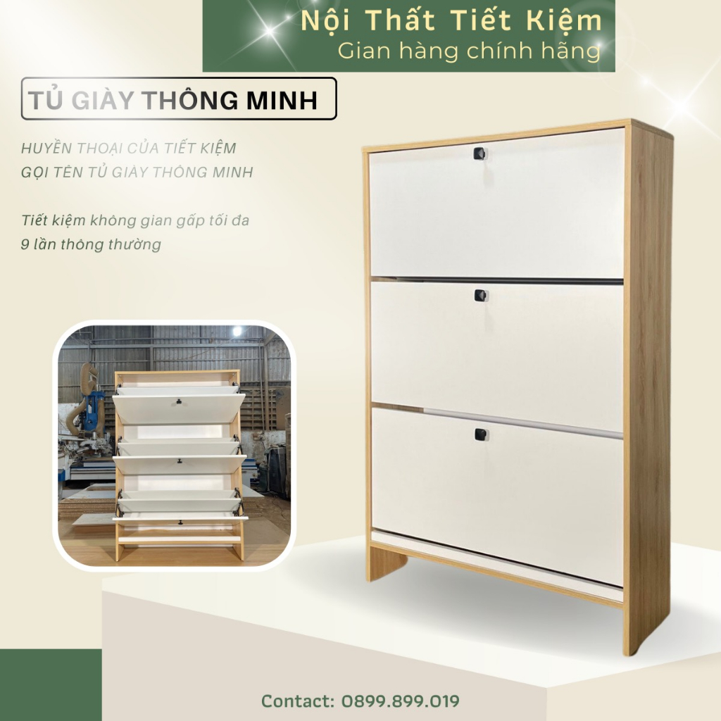 Tủ giày gỗ thông minh Nội Thất Tiết Kiệm đã lắp sẵn dùng làm kệ để giày siêu chứa tiết kiệm không gian NTTKTG51