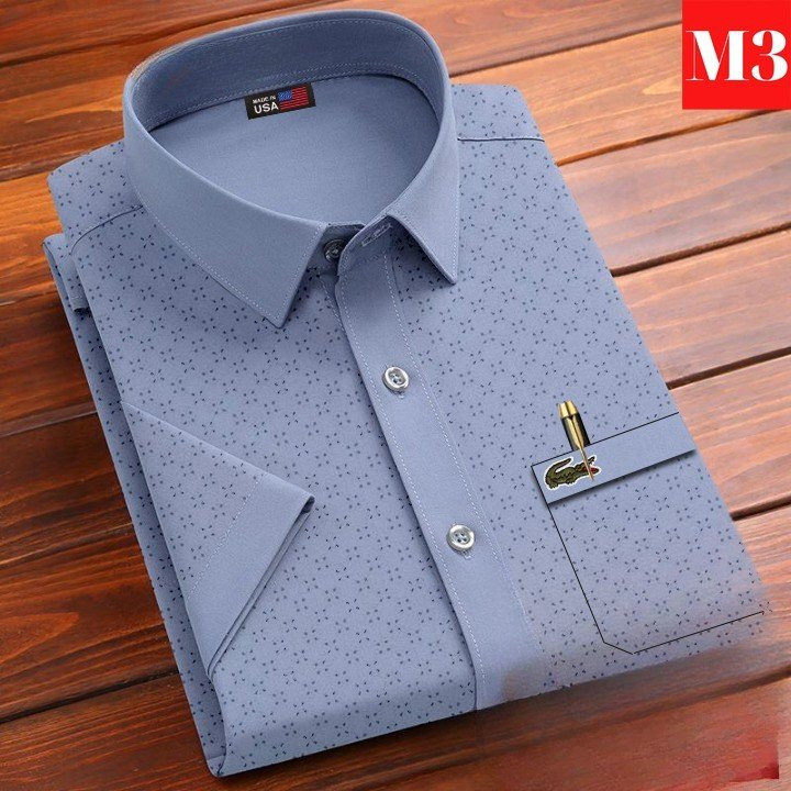 Mẫu 23 , Áo Sơ Mi Tay Ngắn In Hình Phong Cách Au Mỹ , Chất Liệu Vải Mát , Thời Trang Mùa Hè Dành Cho Nam