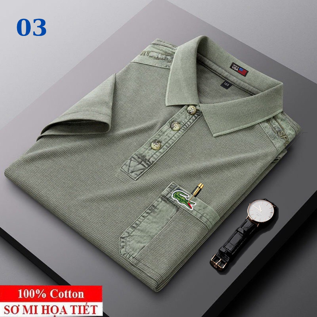 Mẫu 25 , Áo PoLo Họa Tiết Hoa Văn Tay Ngắn In Hình Phong Cách Mỹ , Chất Liệu Vải Mát , Thời Trang Mùa Hè Dành Cho Nam