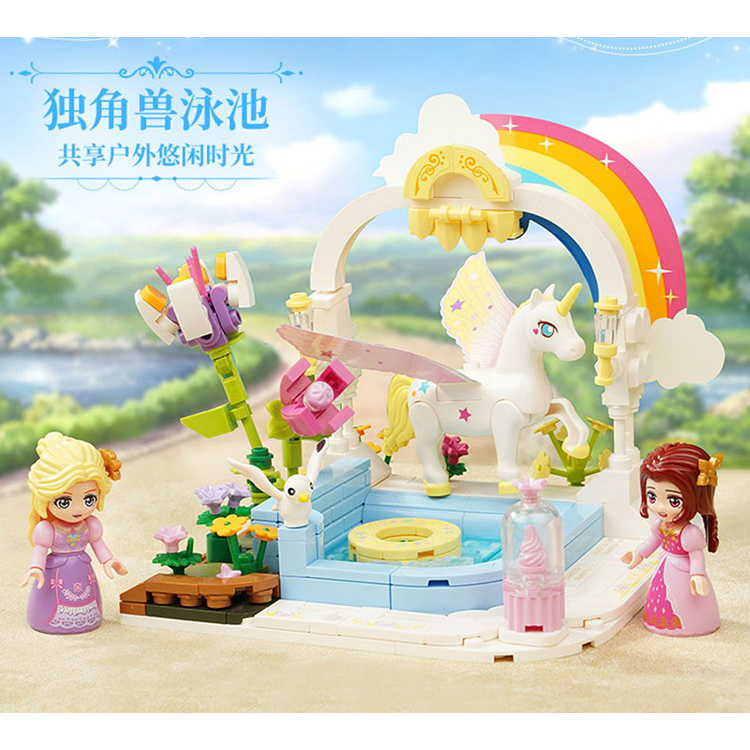 Đồ Chơi Lego Xếp Hình Qman  Bé Gái Bể Bơi Kỳ Lân 32019