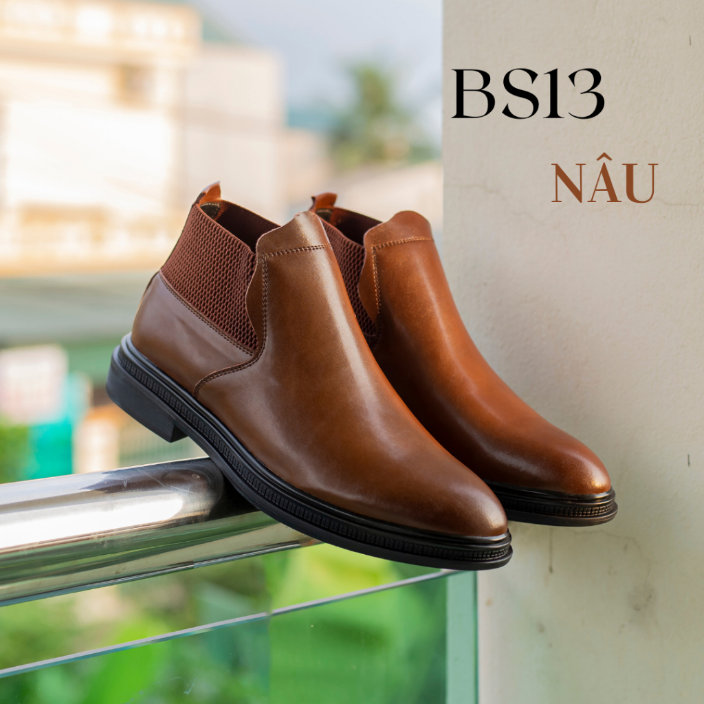 Giày cao cổ da bò thật 100% 𝐂𝐡𝐞𝐥𝐬𝐞𝐚𝐁𝐨𝐨𝐭 𝐁𝐒𝟏𝟑 Nâu đế cao su đúc êm ái