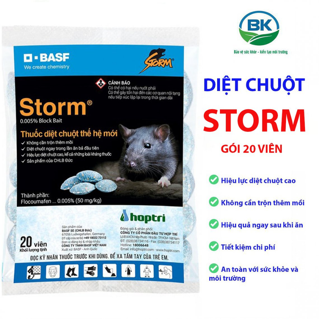 Thuốc diệt chuột sinh học Storm sinh học thế hệ mới, hiệu lực cao gói 20 viên