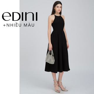 Đầm dài cổ yếm đính đá phong cách tiểu thư sang trọng - edini - d1551
