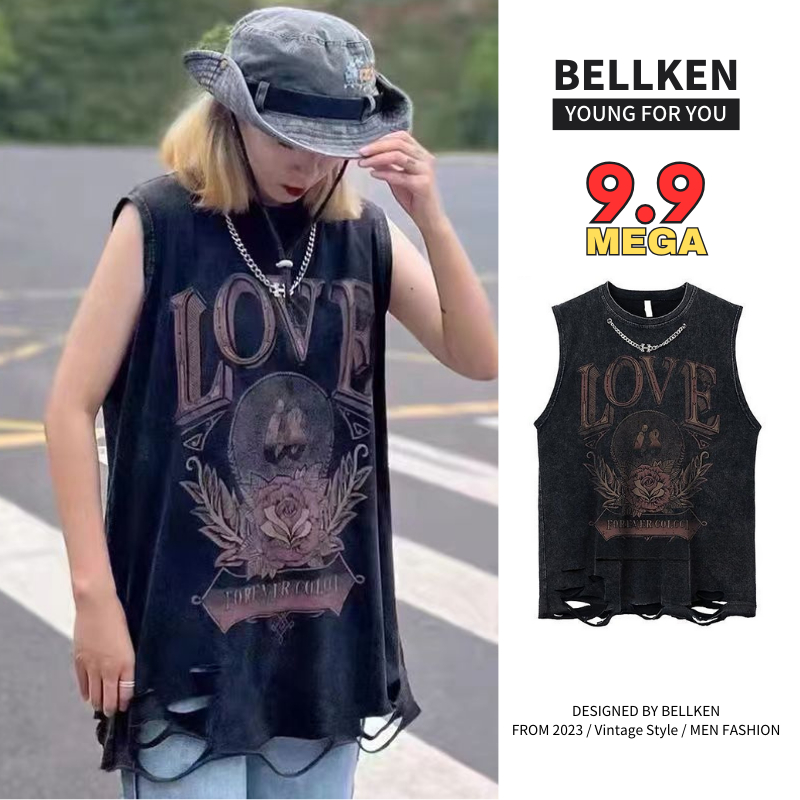 Áo Ba Lỗ Cổ Tròn Thời Trang Mùa Hè Mới Cho Nam Thấm Hút Mồ Hô Thời Trang Harajuku Trẻ Trung Dành phong cách streetwear