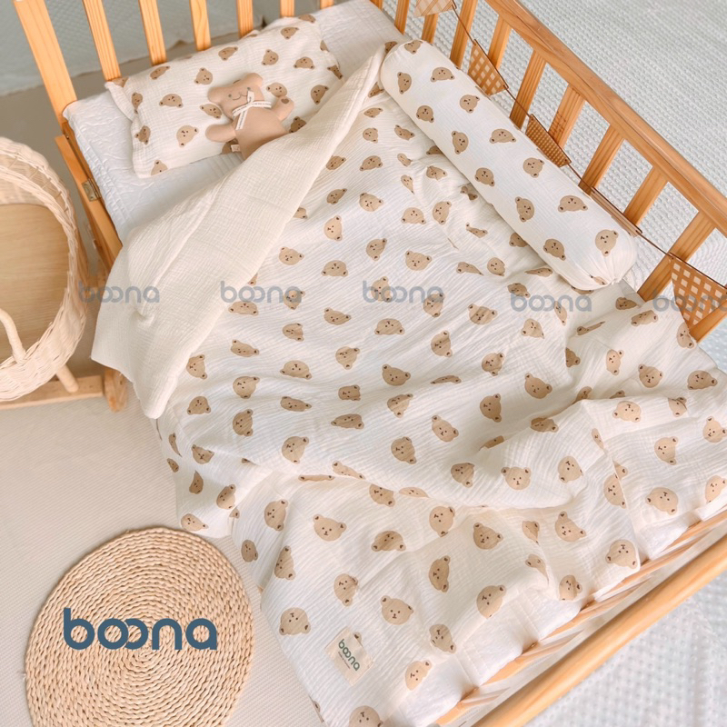 Chăn mềm Trần bông vải muslin Boona, chăn đắp mùa đông ấm cho bé