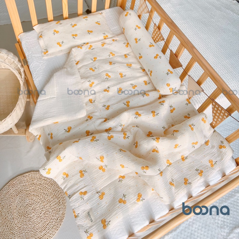 Chăn mềm Trần bông vải muslin Boona, chăn đắp mùa đông ấm cho bé