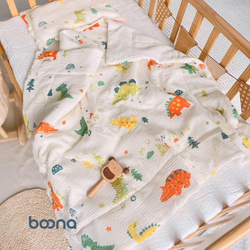 Chăn mềm Trần bông vải muslin Boona, chăn đắp mùa đông ấm cho bé