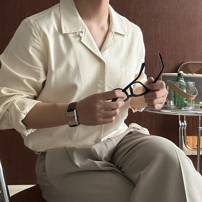 Áo sơ mi nam dài tay cổ chữ V