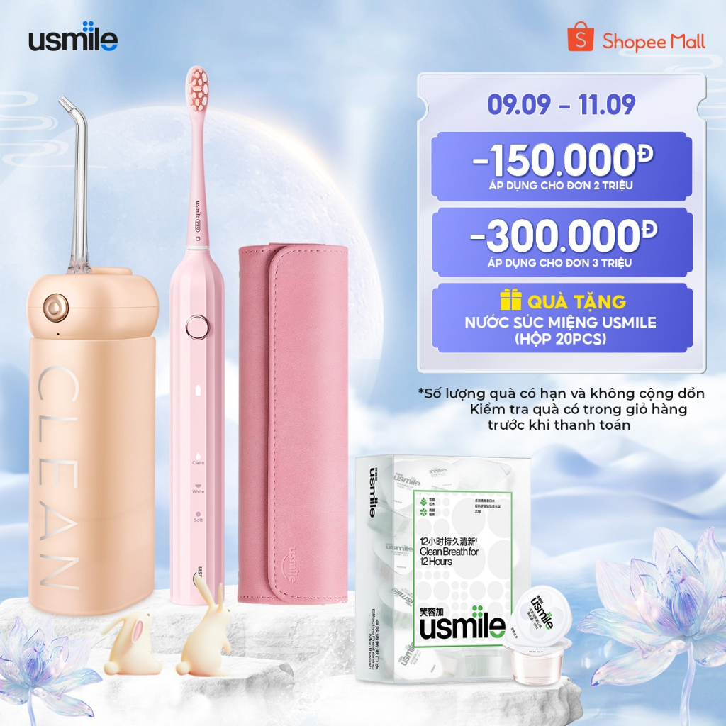 Bàn chải điện sóng âm usmile Y1S (bản thường) + Tăm nước usmile CY1