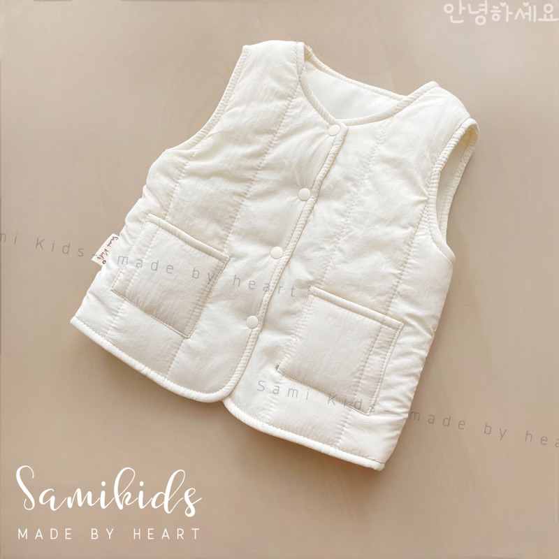 Áo phao gile cho bé kèm mũ phong cách Korea