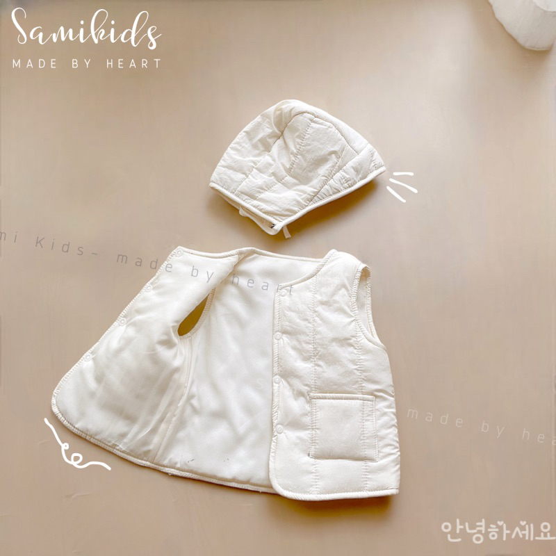 Áo phao gile cho bé kèm mũ phong cách Korea