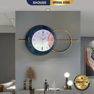 Đồng Hồ Trang Trí Treo Tường EA05 Phòng Khách Kim Trôi hình tròn hoa lá kích thước cỡ lớn Shouse