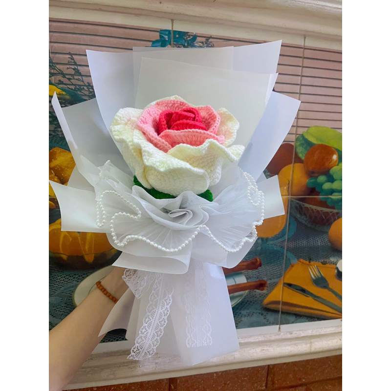 [Quà tặng handmade] Bó hoa hồng len handmade. Quà tặng ý nghĩa cho bạn bè người thân.