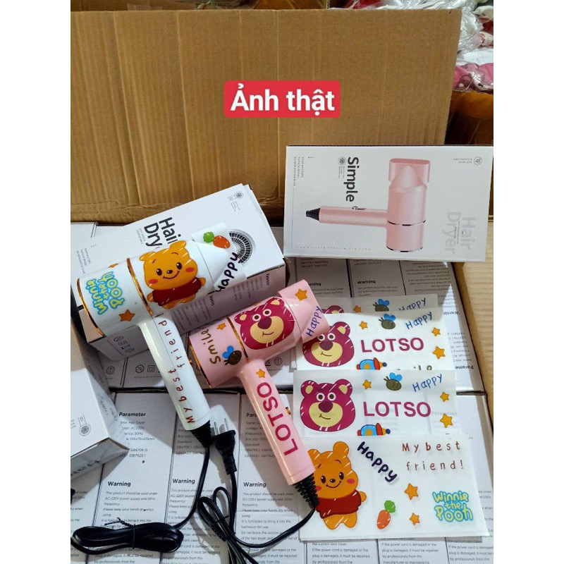 Máy sấy tóc mini du lịch hoạ tiết gấu Lotso hàng chính hãng