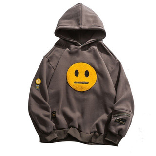 Áo hoodie Dây Kéo Mặt Cười Nỉ Hoodie