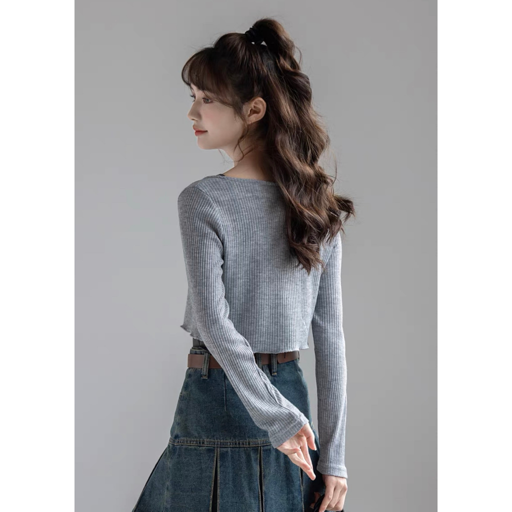 LYRA Set áo dài tay dây đan ngực kèm 2 dây thun mỏng trẻ trung, phong cách Hàn Quốc - CSYSE0064