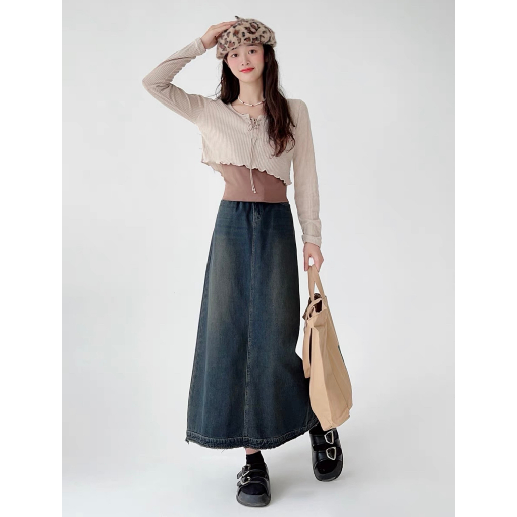 LYRA Set áo dài tay dây đan ngực kèm 2 dây thun mỏng trẻ trung, phong cách Hàn Quốc - CSYSE0064