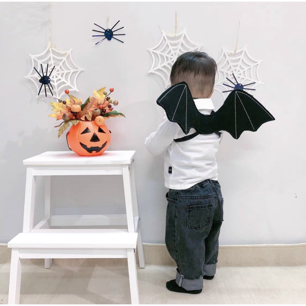 Bộ Váy Xòe Cánh Dơi Đen 4 Chi Tiết Cho Bé Hóa Trang Halloween, Trung Thu, Tiệc Sinh Nhật, Biểu Diễn