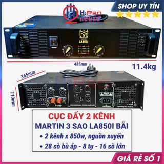 Cục Đẩy Công Suất 2 Kênh Martin La850I Hàng Bãi 2X850W, 28 Sò Bù Áp, 8 Tụ Lọc - 16 Sò Lớn, Nguồn Xuyến - H2Pro Audio