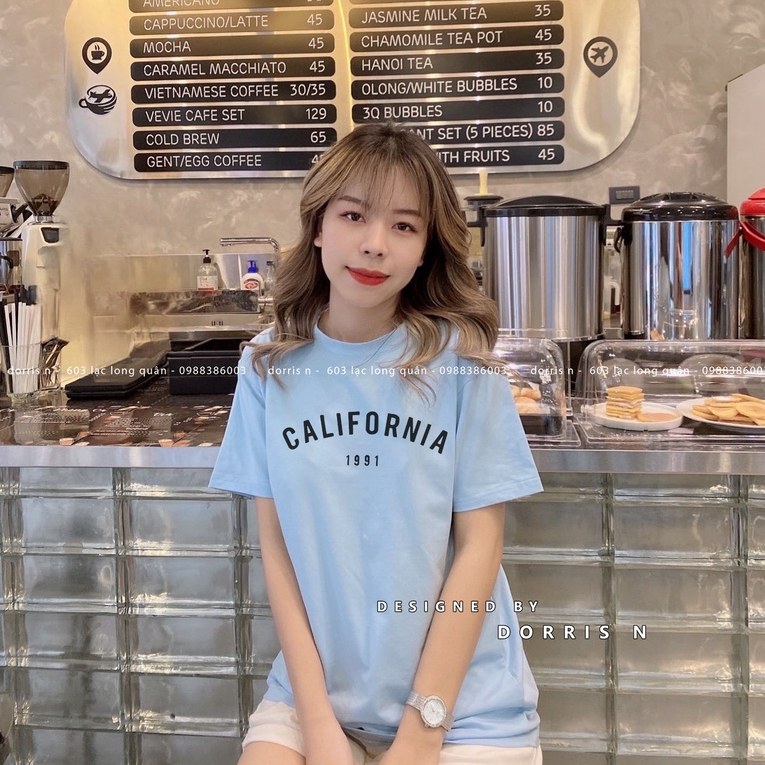 Áo phông thiết kế CALI 1991 chất liệu cotton co giãn 4 chiều full màu