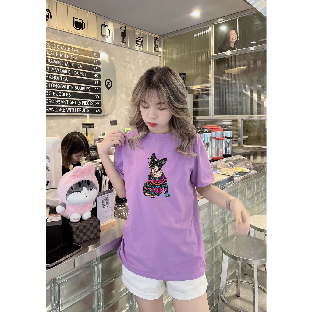 Áo phông thiết kế PUG LEN co giãn 4 chiều form basic trẻ trung chất cotton 100%